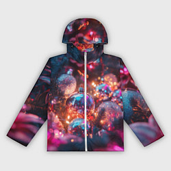 Женская ветровка Новогодние шары и фиолетовые блески