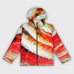 Женская ветровка Красно-белая волнистая абстракция