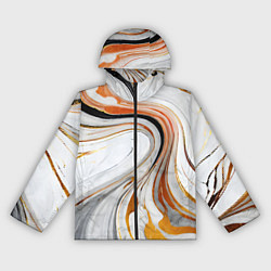 Женская ветровка Волнистые чёрно-жёлтые линии на белом фоне