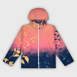 Женская ветровка Листья на сине-розовом фоне - нейросеть