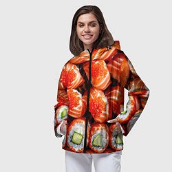 Ветровка с капюшоном женская Филадельфия с красной икрой, цвет: 3D-черный — фото 2