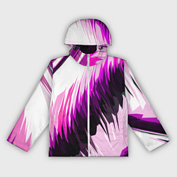 Женская ветровка Чёрно-розовые острые полосы на белом фоне