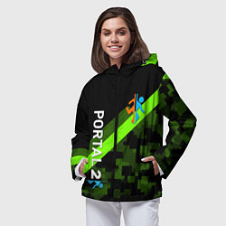 Ветровка с капюшоном женская Portal camo steel geometry, цвет: 3D-черный — фото 2