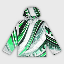 Женская ветровка Волнистая бело-зелёная абстракция
