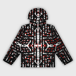 Женская ветровка Чёрно-красные диагональные полосы на белом фоне