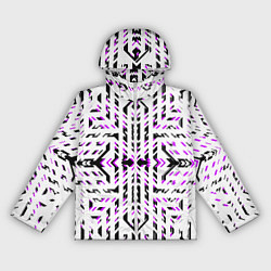 Женская ветровка Чёрно-фиолетовые диагональные полосы на белом фоне