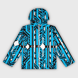 Женская ветровка Чёрно-синие техно полосы на белом фоне