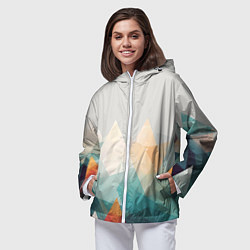 Ветровка с капюшоном женская Разноцветный горный хребет, цвет: 3D-белый — фото 2