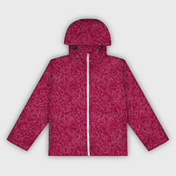 Женская ветровка Белые абстрактные каракули на красном