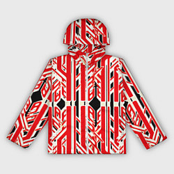 Женская ветровка Бело-красные техно полосы на чёрном фоне