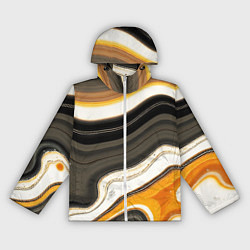 Женская ветровка Волнистые чёрно-жёлтые полосы на белом фоне