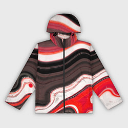 Женская ветровка Волнистые горизонтальные чёрно-красные полосы на б