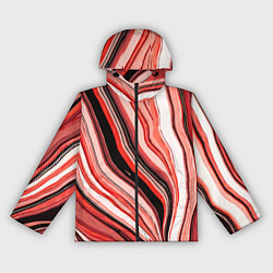 Женская ветровка Волнистые вертикальные чёрно-красные полосы