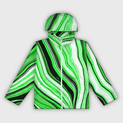 Женская ветровка Волнистые вертикальные чёрно-зелёные полосы