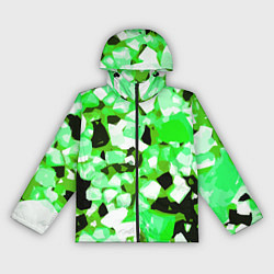 Женская ветровка Green and white abstraction on a black background