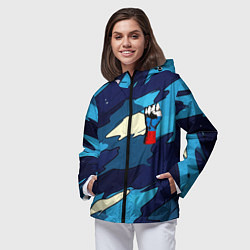 Ветровка с капюшоном женская Синий камуфляж русская сила, цвет: 3D-черный — фото 2