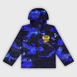 Женская ветровка Синий потертый камуфляж и герб РФ