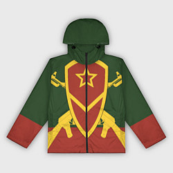 Ветровка с капюшоном женская Мотострелковые войска: герб со щитом, цвет: 3D-черный