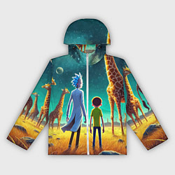 Женская ветровка Рик и Морти на планете жирафов - нейроарт
