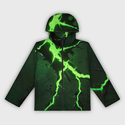 Ветровка с капюшоном женская Зеленая неоновая молния, цвет: 3D-черный