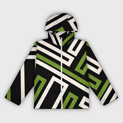 Женская ветровка Прямоугольники по диагонали-зеленый, черный