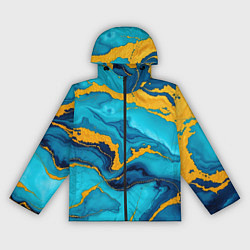 Женская ветровка Синяя абстракция с золотым