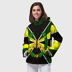 Ветровка с капюшоном женская Мотострелковые войска: лавры, цвет: 3D-черный — фото 2