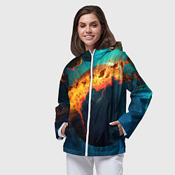 Ветровка с капюшоном женская Взрыв планеты, цвет: 3D-белый — фото 2