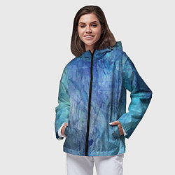 Ветровка с капюшоном женская Абстракция - blue stone, цвет: 3D-черный — фото 2
