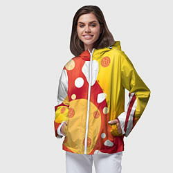 Ветровка с капюшоном женская Теплая африканская абстракция, цвет: 3D-белый — фото 2