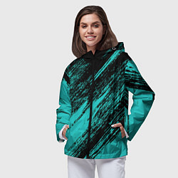 Ветровка с капюшоном женская The color is black and light blue, цвет: 3D-черный — фото 2