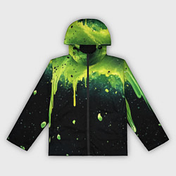 Женская ветровка Зеленая стекающая краска по черному фону