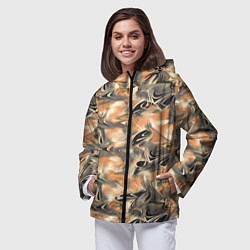 Ветровка с капюшоном женская Абстракция - закрученный узор, цвет: 3D-черный — фото 2