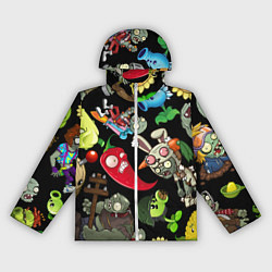 Женская ветровка Растения против зомби персонажи на черном