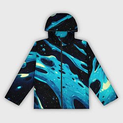 Женская ветровка Синие волны краски на черном