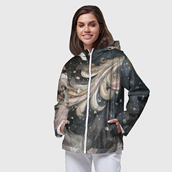 Ветровка с капюшоном женская Бежевый объемный узор, цвет: 3D-белый — фото 2