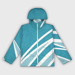 Женская ветровка Бело-голубой абстракция с полосами