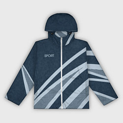 Женская ветровка Sport синий текстурный с полосами