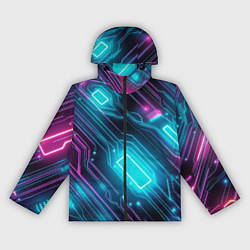 Женская ветровка Неоновый узор киберпанк микросхемы