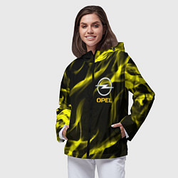 Ветровка с капюшоном женская Opel огненный стиль, цвет: 3D-черный — фото 2