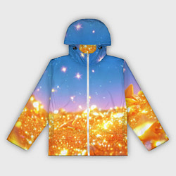 Женская ветровка Золотые шарики на голубом фоне