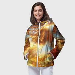 Ветровка с капюшоном женская Блестящая золотая текстура, цвет: 3D-белый — фото 2