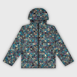 Женская ветровка Бордово-голубой квадратный паттерн