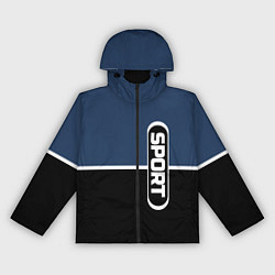 Ветровка с капюшоном женская Sport сине-чёрный с полосой, цвет: 3D-черный