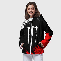 Ветровка с капюшоном женская Monster energy текстура краски, цвет: 3D-белый — фото 2