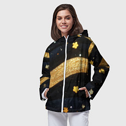 Ветровка с капюшоном женская Золотые волны текстура, цвет: 3D-белый — фото 2