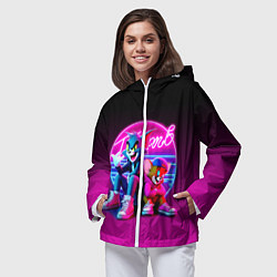 Ветровка с капюшоном женская Tom and Jerry - neon glow fantasy, цвет: 3D-белый — фото 2