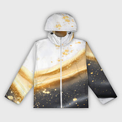 Женская ветровка Черно-золотая текстура на белом