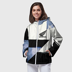 Ветровка с капюшоном женская Honda логотип, цвет: 3D-белый — фото 2