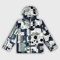 Женская ветровка Чёрно-белый с синий абстракция фигуры точки